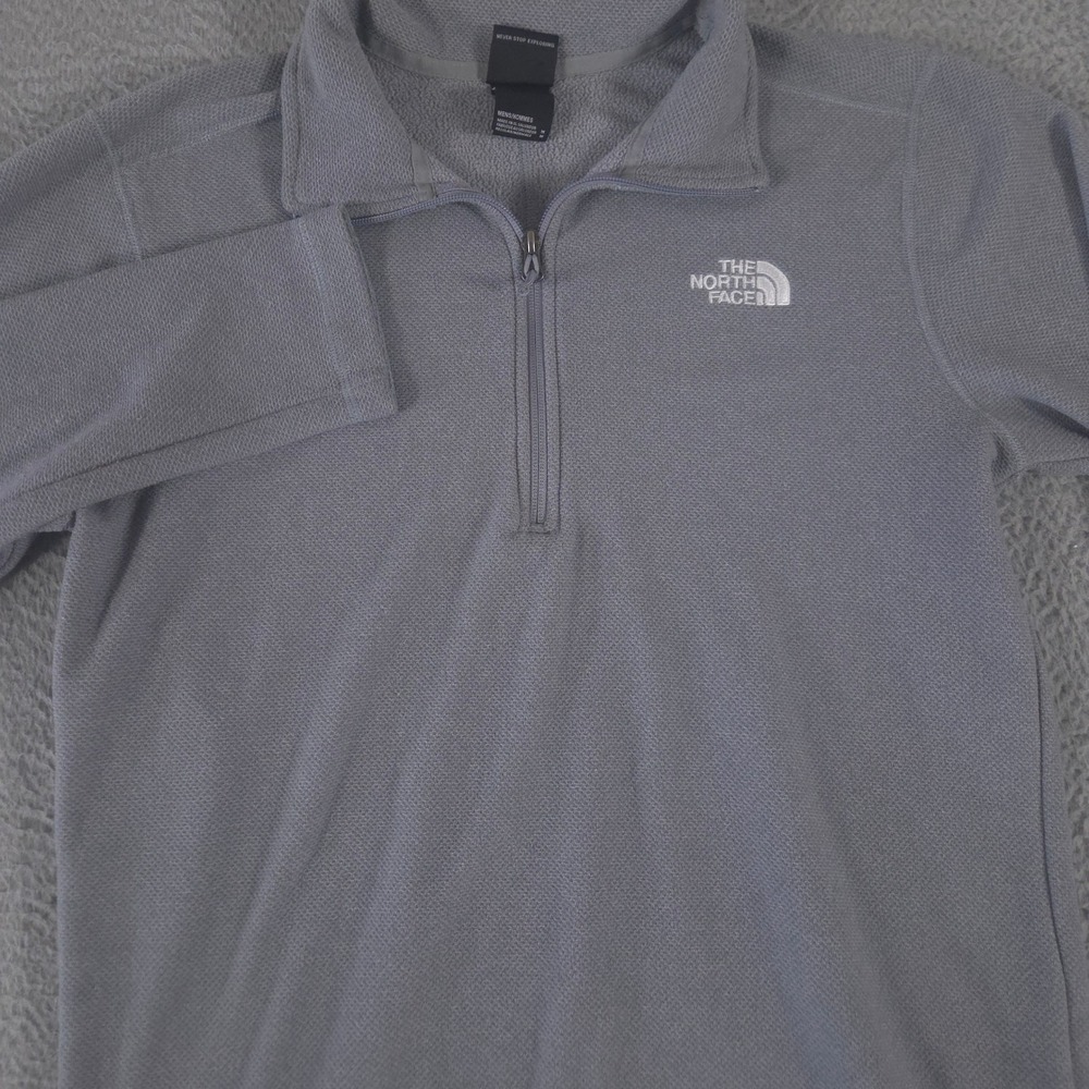 The North Face Pullover Mens Medium Gray Textured Cap‎ Rock Micro-Fleece 1/4 Zip